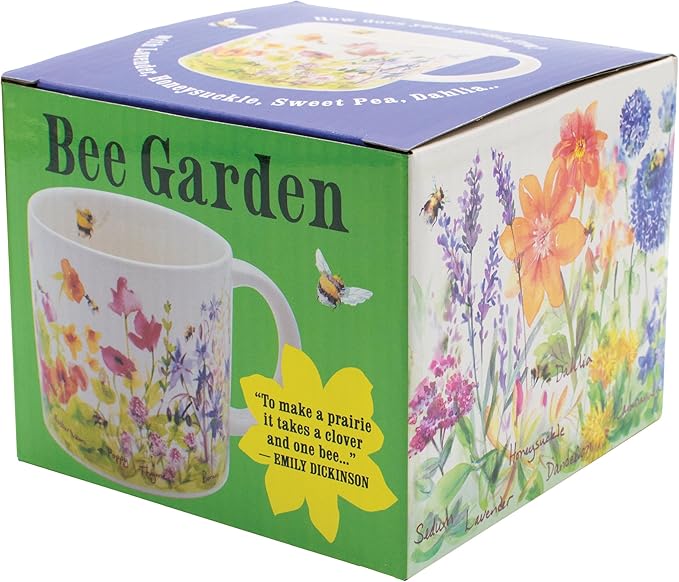 The Unemployed Philosophers Guild Bee Garden Coffee Mug - Features Beautiful Watercolor Flowers and Buzzing Bees - Comes In A Fun Gift Box, 14 oz-Ruum Studio Home