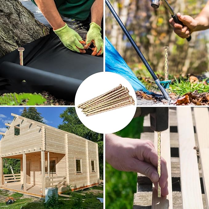 80 PCS 6 Inch Spiral Metal Galvanized Landscape Spikes, Galvanized Non-Rust Metal Garden Stakes, Garden Nails for Artificial Turf, Weed Barrier, Tent, Carpentry and More, by GENHAKON.-Ruum Studio Home