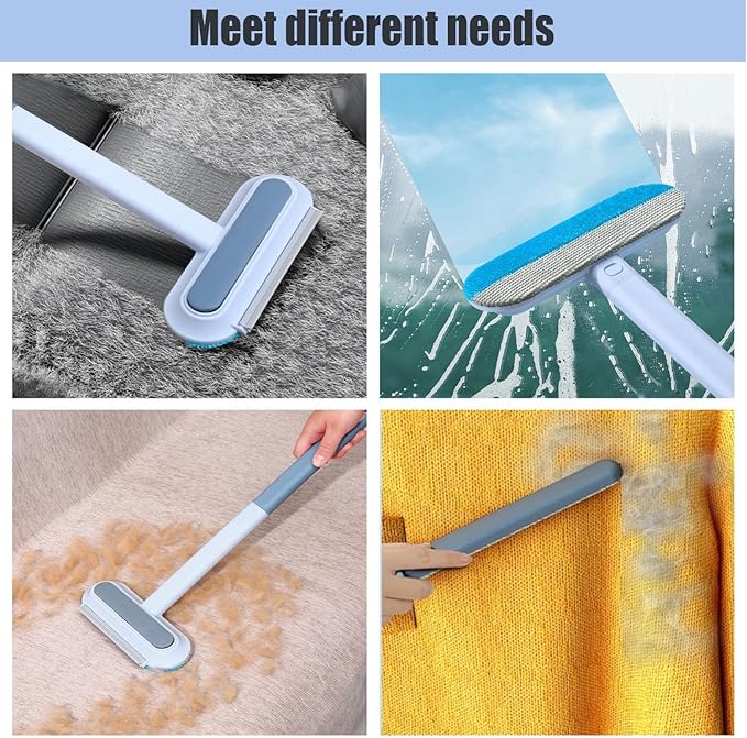2 PCS Pet Hair Remover for Furniture,4 in 1 Reusable Lint Brush with 17-Inch Handle, Washable Tool for Dog and Cat Hair on Couches, Carpets, Clothes, Bedding, and Cars-Ruum Studio Home
