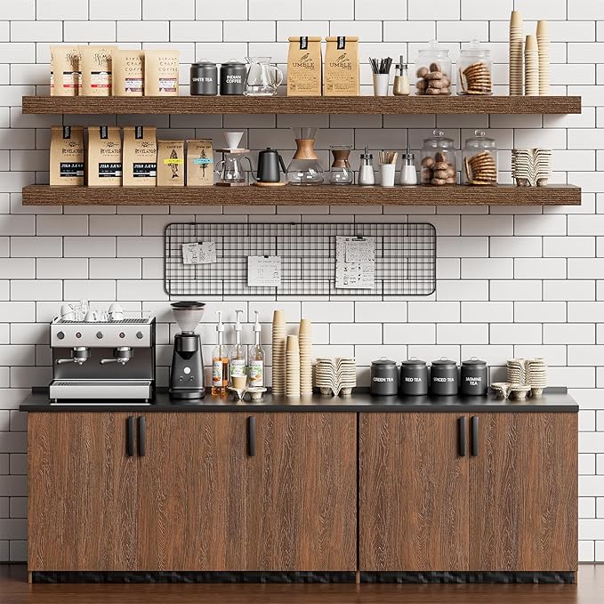 Heimlove 55 Inch Long Floating Shelves for Wall,9.3" Deep Walnut Floating Shelf Set of 2,Large Display Shelf & Storage Shelf,Wall Mounted Shelves for Bedroom Living Room Kitchen Office-Ruum Studio Home