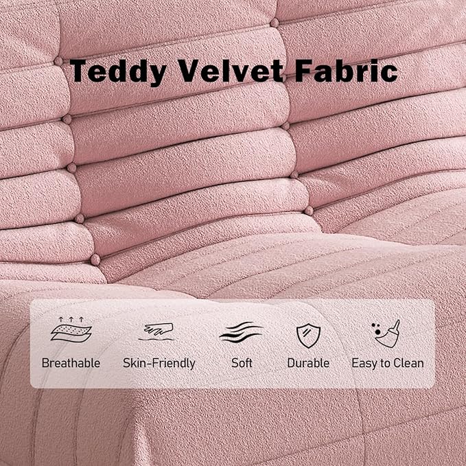Big Bean Bag Chairs for Adults, 3 Seater Large Bean Bag Sofa, Fireside Chair Lazy Sofa Chair with High Density Comfortable Foam, Modern Bean Bag for Living Room, Bedroom, Office (Pink)-Ruum Studio Home