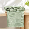 Amélie Home Chenille Knit Throw Blanket for Couch, Checkered Texture Decorative Soft Blanket for Sofa, Bed & Living Room, 50"x60", Sage Green-Ruum Studio Home
