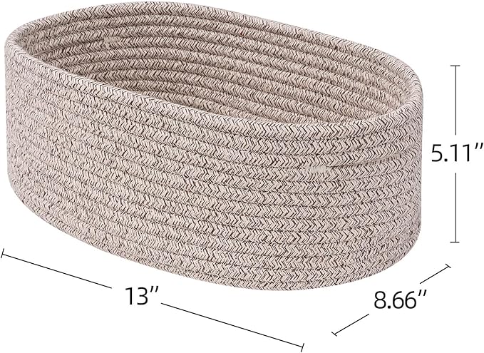 Cute Shelf Basket to Store and Organize Household Items/Baskets&Bins for Daily Storage &Organizing/Woven Rope Basket for Living Room, Playroom/Small Oval-13x8.66x5.11’’,3 Packs Light Brown-Ruum Studio Home