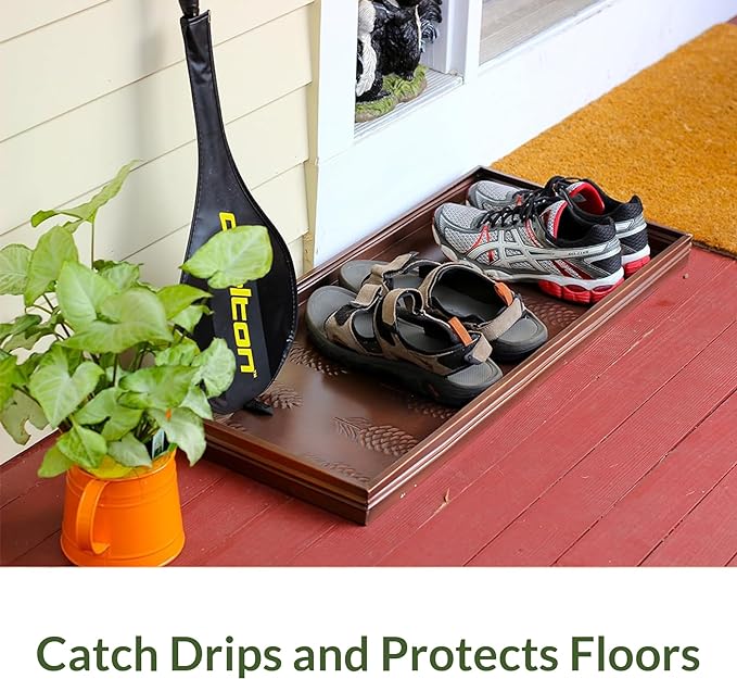 Good Directions Large Boot Tray, Squares Multi-Purpose All Weather Decorative Boot Tray, Shoes, Plants, Garage, Patio Door, Pet Bowls, 34 inch Entry Indoor Shoe Tray, Copper Finish-Ruum Studio Home