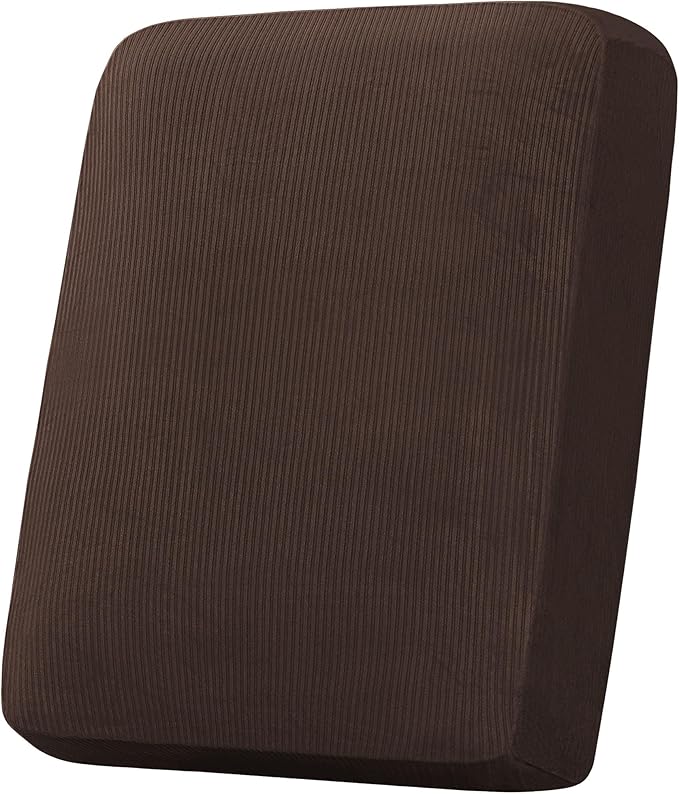 H.VERSAILTEX Velvet Stretch Couch Cushion Cover Plush Cushion Slipcover for Chair Cushion Furniture Protector Seat Cushion Sofa Cover (1 Piece Armchair Cushion Covers, Brown Striped)-Ruum Studio Home