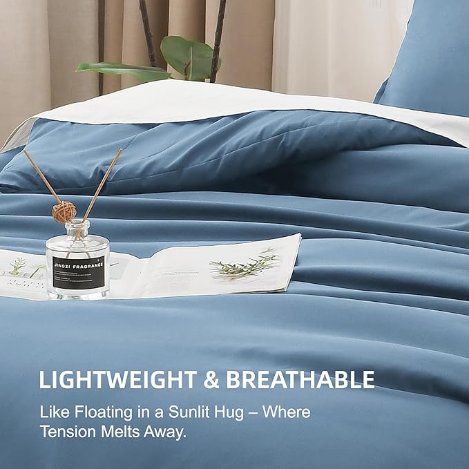 Litanika Comforters Twin/Twin XL Size Ocean Blue, 2 Pieces Lightweight Solid Bedding Set & Collections, All Season Fluffy Bed Set (66x90 Inches Comforter & 1 Pillowcase)-Ruum Studio Home