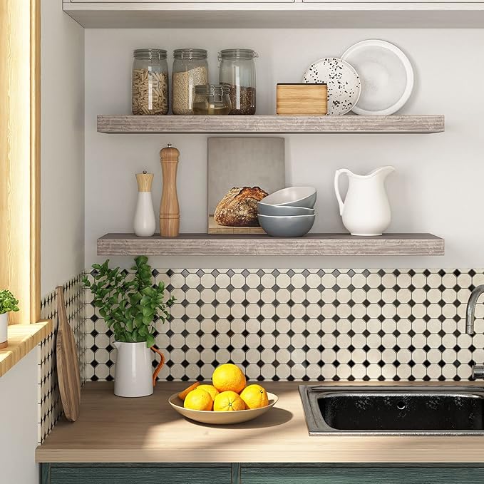 HOOBRO Floating Shelves for Wall, Wall Mounted Shelf Set of 2, 31.5" Hanging Shelf with Invisible Brackets, for Wall in Bathroom, Bedroom, Toilet, Kitchen, Living Room, Office, Greige BG80BJP201-Ruum Studio Home