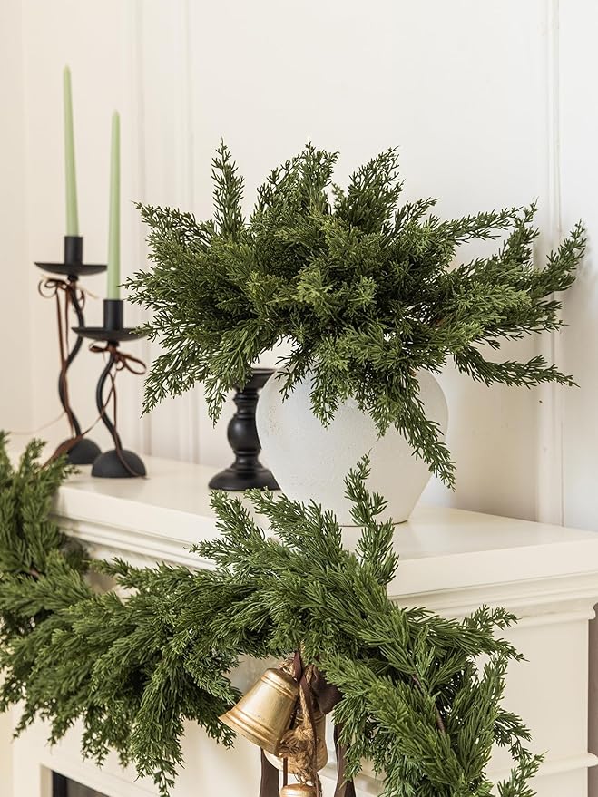 MISSPIN 12 Pcs 19.5 Inches Christmas Cedar Branches, Cedar Artificial Christmas Branches DIY Crafts Faux for Xmas Indoor Outdoor Home Decor-Ruum Studio Home