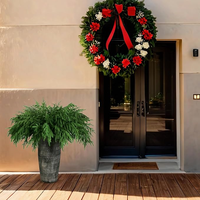 12Pcs Artificial Norfolk Pine Branches 36" Plastic Christmas Plants Decor Faux Greenery Stems Pine Picks Outdoor Faux Plants UV Resistant for Xmas Indoor, Front Porch Home Décor (12, 36inch)-Ruum Studio Home