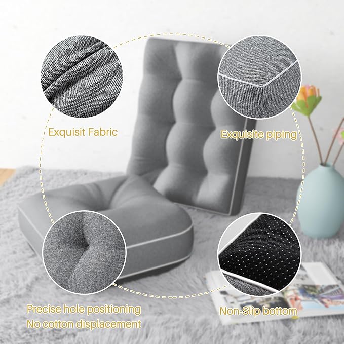 YZ HOME Rocking Chair Cushion, Set of Thicken Seat & Back Chair Cushions with Memory Foam, Non-Slip Chair Pad with Ties for for Indoor&Outdoor Rocker, Light Grey, 22x17x5/17x17x5-Ruum Studio Home