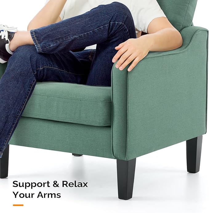 VINGLI Accent Chair for Living Room Chairs Dark Green Reading Chair for Bedroom Scooped Arm Chair Mid Century Modern Accent Chairs Upholstered Comfy Chair for Apartment, Waiting Room-Ruum Studio Home