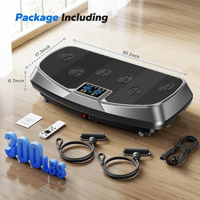 MERACH Vibration Plate Exercise Machine, 3D & 4D Vibration Plate with 2 Tension Ropes LED Display, Whole Body Vibration Platform for Women Men, Exercise Equipment for Home-Ruum Studio Home