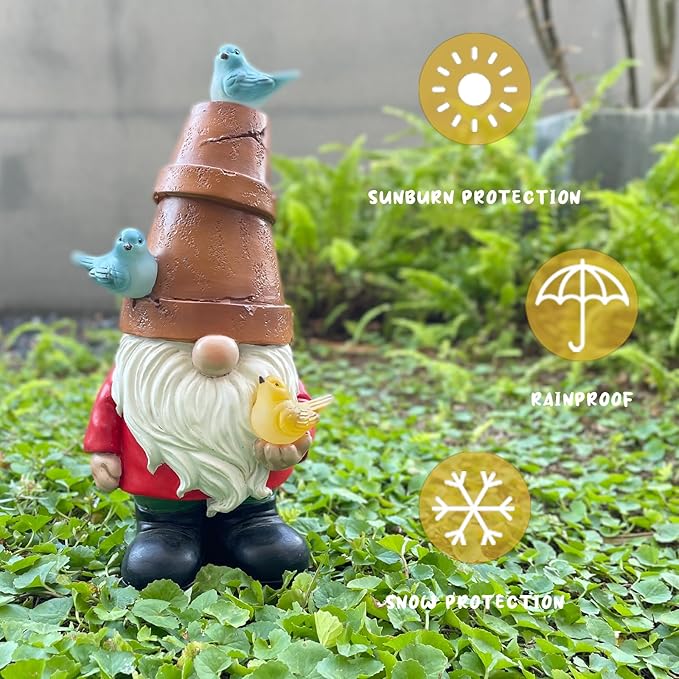 COWOS Solar Garden Figurine, Cute Resin Gnome Sculpture, Garden Statues Outdoor Decor, Funny Gnome Gift Sculpture Decoration for Home Patio Yard Lawn Porch Ornament-Ruum Studio Home