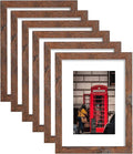 11x14 Picture Frame Set of 6, Display Pictures 8x10 with Mat or 11x14 Without Mat for Wall Mounting,Rustic Brown-Ruum Studio Home