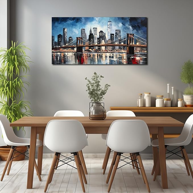 Brooklyn Bridge Canvas Wall Art Living Room City Wall Decor for Office Modern Pictures for Bedroom Wall Decor 20 x 40 Inch-Ruum Studio Home
