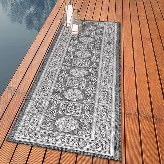 Keen Home Design Terrace Outdoor Runner Rug - 2x10 Washable Indoor/Outdoor Rug for Patio, Kitchen, Balcony, Beach, Garden, Deck and Porch, Size: 2'2"x9'11"-Ruum Studio Home