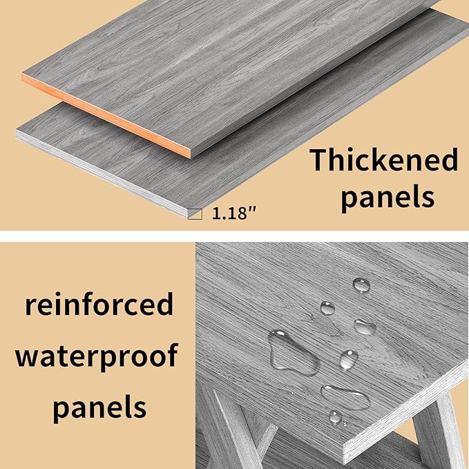 47” Wood Coffee Tables for Living Room Rustic Stands with Storage Shelf Grey Coffee Tables for Living Room Farmhouse Center Stands with Shelf Farmhouse Rectangle Center Table-Ruum Studio Home