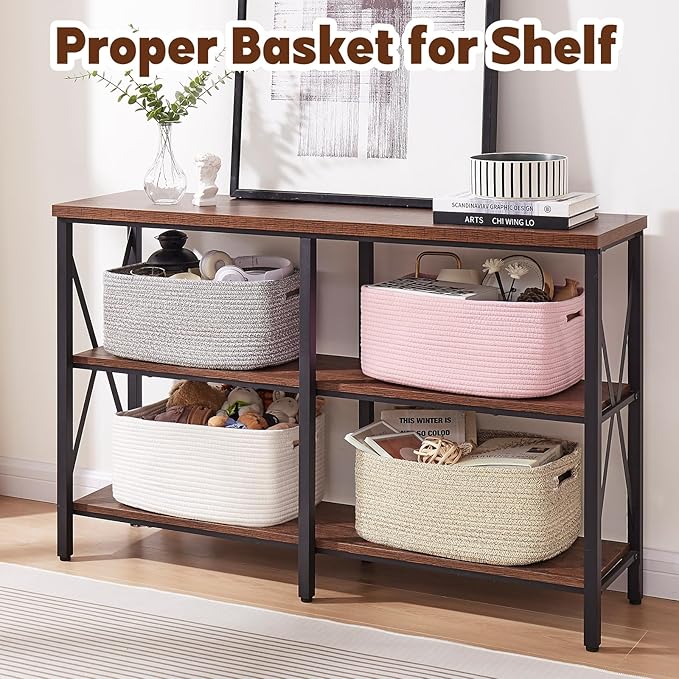 OIAHOMY Storage Basket for Shelves, Closet Cube Storage Bins Baskets for Clothes Blanket Towels, Baby Nursery, Toy Baskets Box, Woven Rope Basket, 15.75*11.81*7.09 IN, 2 Packs Grey-Ruum Studio Home