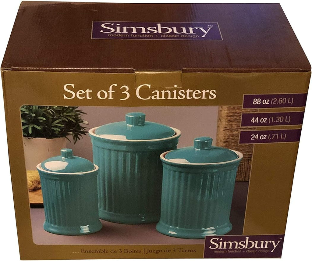 Omniware Simsbury 3-Piece Canister Set - Stoneware Kitchen Storage with Silicone-Sealed Lids, Lead-Free Glaze & Dishwasher Safe - Rustic Farmhouse-Style Flour & Sugar Containers (Black)-Ruum Studio Home
