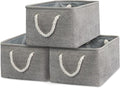 TcaFmac Storage Bins for Organization - Large 3 Pack Canvas Storage Basket for Shelves with Handles, Collapsible Baskets for Organizing for Closet Dog Laundry (Grey 16x12x8 inch)-Ruum Studio Home