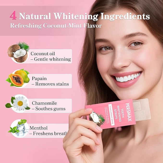 Teeth Whitening Strips for Sensitive Teeth Enamel Safe Smile Whitening Kit, 28 Strips 14 Treatments, No-Slip Remove Coffee Wine Smoking Stains Professional-Ruum Studio Home