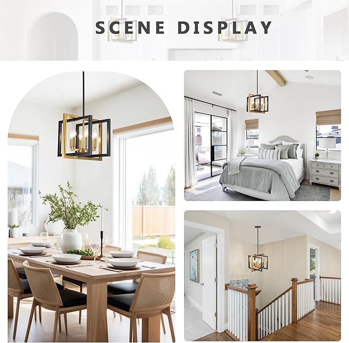 ANKYLHUA Black Gold Chandelier,6-Lights Ceiling Light Fixture E12,Adjustable Hight Pendant Lights Kitchen Island,Chandeliers for Dining Room,Bedroom,Entryway,Foyer-Ruum Studio Home