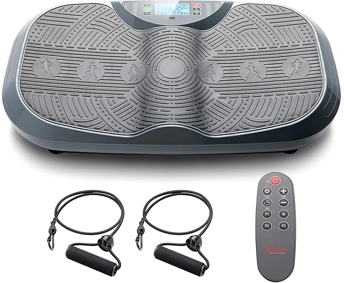 Sunny Health & Fitness Vibration Plate Exercise Machine, Full Body Vibrate Platform for Lymphatic Drainage with Multiple Speeds and Modes, Vibrating Plate Machine for Tension Relief & Weight Loss-Ruum Studio Home