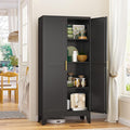 Metal Storage Cabinet With 2 Doors and 3 Adjustable Shelves, Black Kitchen Pantry for Food, Utility Cabinet for Laundry Room, Cupboard-Ruum Studio Home