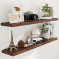 55 Inch Floating Shelves Set of 2, Rustic 55 x 9 Floating Shelf for Wall, 9 Inch Deep Wall Shelves Invisible Bracket, Large Deep Shelving for Bedroom, Kicten, Living Room, Walnut Color-Ruum Studio Home