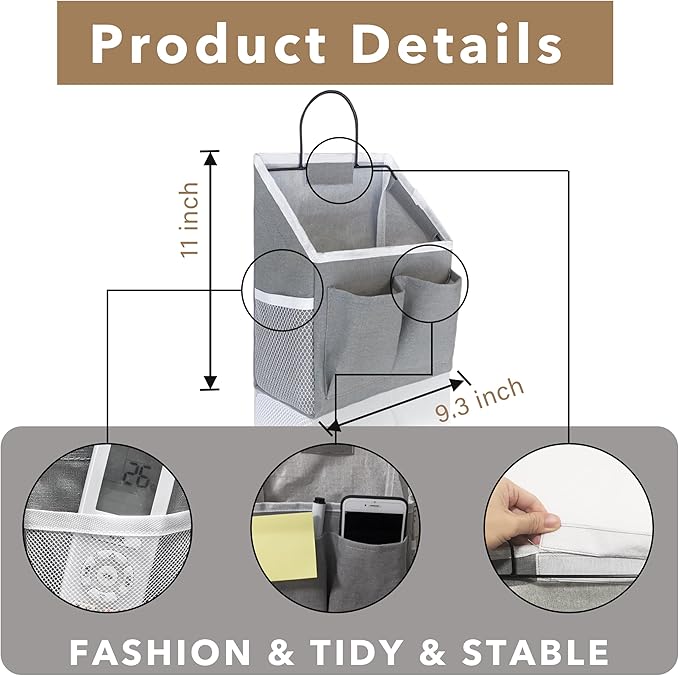 2pcs Small Wall Hanging Baskets for Organizing, Wall Hanging Storage Bag as Over the Door Organizer, Wall File Organizer, Rv Storage and Organization. For Bedroom, Office, Camper (Gray)-Ruum Studio Home
