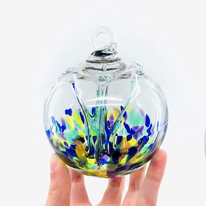 Luke Adams Handmade Glass Gazing Balls for Garden on Clearance – Hand Blown Glass Gazing Ball for Yard Décor – Decorative Garden Globe (Sea Sky Violet)-Ruum Studio Home
