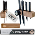 Premium 10 inch Magnetic Knife Holder for Wall with 2x Storage & Charming Wood - Knife Magnetic Strip, Under Cabinet Magnet Knives Storage - Magnet Strip Rack Kitchen Utensil Holder Organizer Tool-Ruum Studio Home