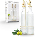 COOK WITH COLOR Glass Olive Oil Dispenser Bottle - 2 Pack, 17 oz Cruet - Elegant Carafe Decanter with Spout for Kitchen, Suitable for Vinegar, Coffee Syrups & Other Liquids-Ruum Studio Home