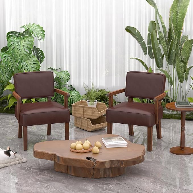 Accent Chair, PU Leather Living Room Chairs Oversize with Soft Seat and Armrests for Living Room Dinning Room Bedroom Reading Room Waiting Room-Ruum Studio Home