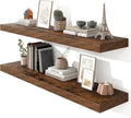 Heimlove 48" Floating Shelves for Wall,10 Deep Rustic Brown Wood Display & Storage Wall Shelves with Heavy Duty Brackets for Bathroom,Bedroom,Kitchen,Living Room,Office,Set of 2-Ruum Studio Home