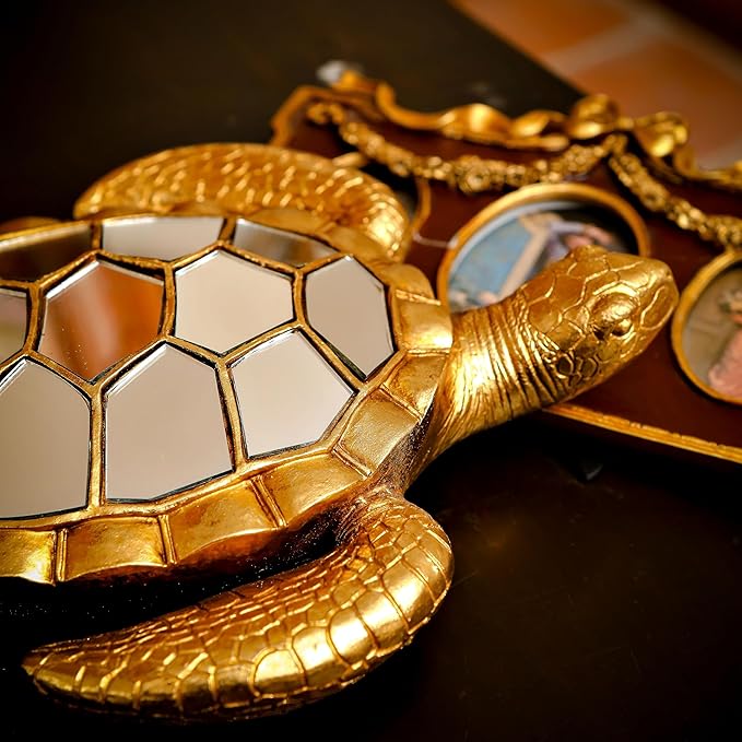 Vintage Wall Sculpture Animals Turtle Mirrors - Gold Resin Glass Wall Decor, Perfect for Victorian and European Themed Homes-Ruum Studio Home