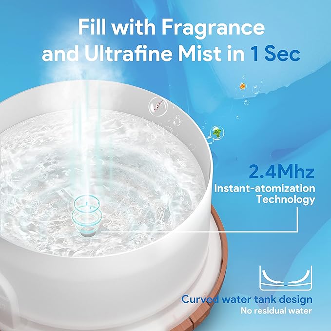 ASAKUKI 500ml Premium, Essential Oil Diffuser with Remote Control, 5 in 1 Ultrasonic Aromatherapy Fragrant Oil Humidifier Vaporizer, Timer and Auto-Off Switch Brown-Ruum Studio Home
