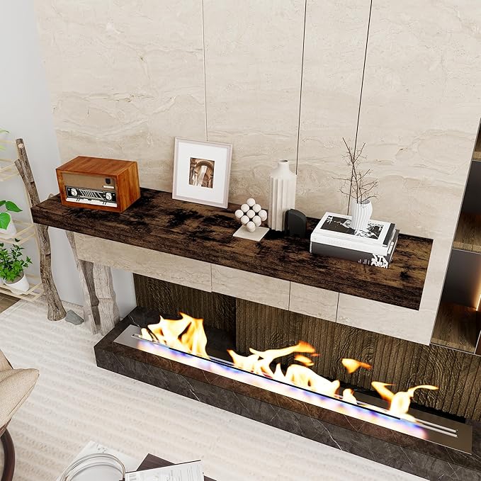 Floating Shelves 48 Inch Long, 12 Inch Deep Floating Shelves for Wall, 48 x 12 Large Wall Shelves for Home Storage & Display, 2" Thicked Floating Shelf for Bedroom, Living Room, Rustic Brown, 1 Pack-Ruum Studio Home