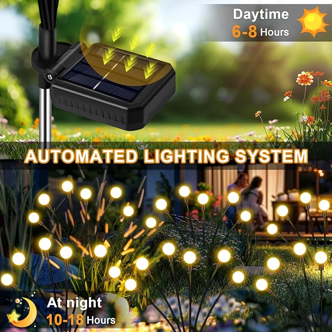 Solar Garden Lights Outdoor, 6 Pack 48LED Waterproof Solar Powered Lights for Yard Pathway Patio, Swaying Lawn Decor as Gardening Gifts for Women Holiday-Ruum Studio Home
