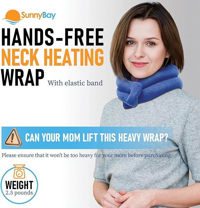 SunnyBay Microwave Heating Pad, Microwavable Heated Neck and Shoulder Wrap, Hands-Free Weighted Moist Hot or Cool Pack, Soft Fleece Cover and Flaxseed Filling, 26 Inch Length, SkyBlue-Ruum Studio Home