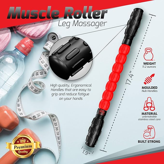 Physix Gear Roller Stick - Muscle Roller Massage Stick for Legs, The Stick Massage Roller for Deep Tissue Massaging Stick for Athletes, Physical Therapy Muscle Roller, Recovery Stick Roller-Ruum Studio Home