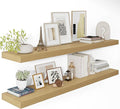 12 Inch Deep Floating Shelves 48 inch Long, 48 x 12 Wide Wall Shelves with Invisible Brackets, Heavy Duty Shelf for Bedroom Bathroom Living Room Kitchen Office Home Decor, Modern Shelf Set of 2, Oak-Ruum Studio Home