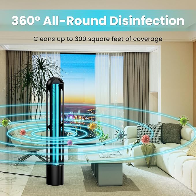 UV Light Sanitizer, Ultraviolet Lamp with Remote Control for Bed Bugs and Dust Mites, Home Disinfection Device UV Lamp for Home, Room & Kitchen, Ultraviolet Light with 3 Speed Timings-Ruum Studio Home