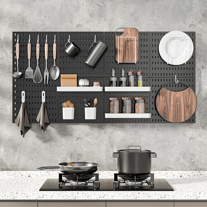 Pegboard Combination Kit, 25.2" x 25.2" Wall Mounted Storage Set with 4 Pegboards & 20 Accessories Hanging, Peg Boards Organizer-Ruum Studio Home