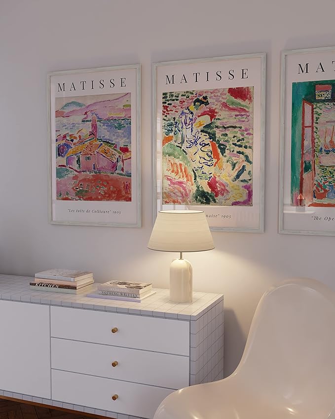 HAUS AND HUES White Poster Frames 24 X 36 Inches - Set of 3 Large Picture 24x36, Frame Sets for Wall Collage 24x36 Wood, Gallery 24x36 (White Oak Frame) 24x36 in-Ruum Studio Home
