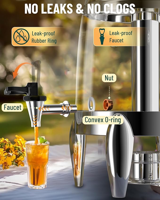 WantJoin Beverage Dispenser With Stand - 3.2 Gallon Drink Dispenser With Ice Core & Fuel Holder, Leakproof Spigot, Visible Container, Drink Dispenser For Cold & Hot Drink Parties Gathering Cafeteria-Ruum Studio Home