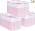 MINTWOOD Design 3-Pack Storage Baskets for Shelves, Decorative Baskets for Organizing, Woven Baskets for Storage, Book Basket, Cube Organizer, Cube Storage Bin Box, Closet Organizers, Light Pink-Ruum Studio Home