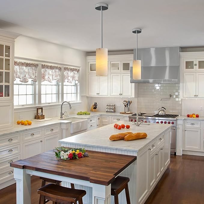 Alabaster Pendant Lights Kitchen Island, Nickel Hand Carved Alabaster Cylinder Pendent, Spanish Natural Marble Light Pendant for Bedroom Bathroom Dining Room Living Room- 3 PC-Ruum Studio Home
