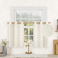 LAMIT 30 Inch Cafe Linen Curtains for Small Window, Cream Ivory Semi Sheer Light Filtering Short Curtains Bronze Grommet Neutral Drapes for Bathroom/Basement, 2 Panels, Natural, 34 x 30 Inch-Ruum Studio Home