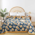 Boho Throw Blanket for Bed - 100% Pure Cotton Ultra Soft Rustic Quilt - Farmhouse Decor Bed Blankets, All Season Rustic Throw for Sofa Couch Chair(60"×80", Floral)-Ruum Studio Home